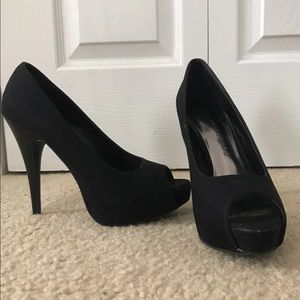 Black Glitter Heel Shoes